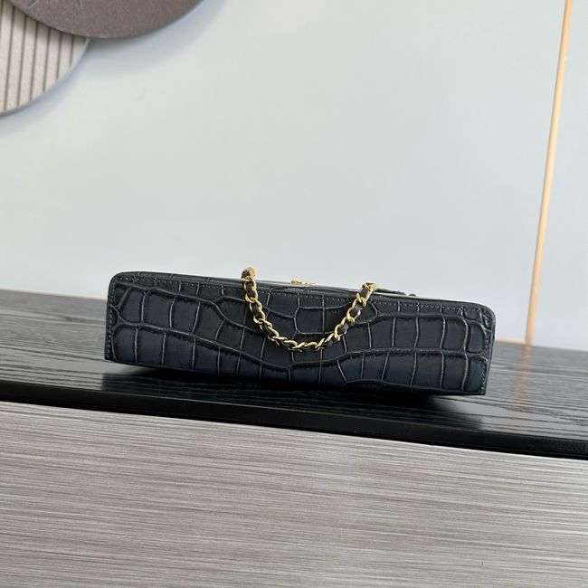 Chanel Vanity with Chain Crocodile Embossed AP5195 black