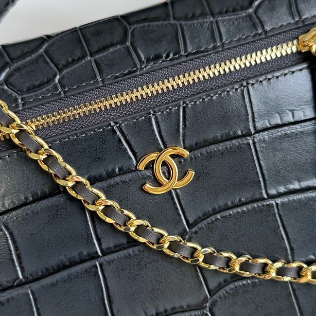 Chanel Vanity with Chain Crocodile Embossed AP5195 black