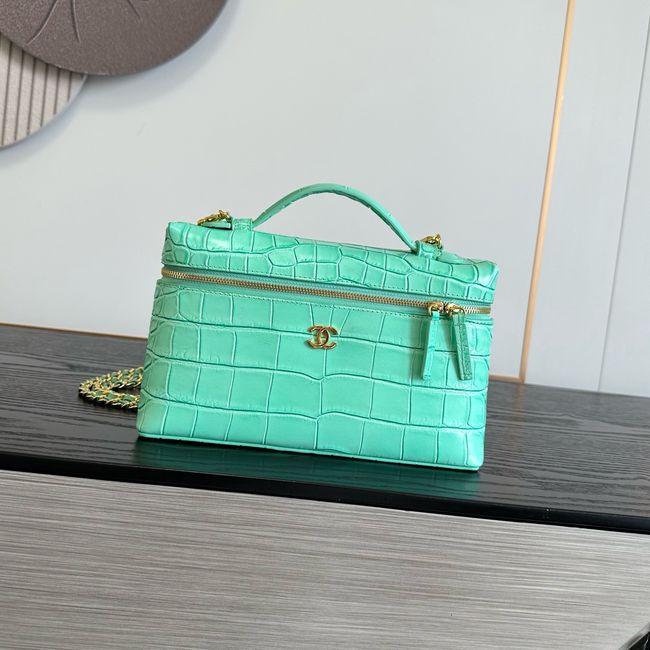 Chanel Vanity with Chain Crocodile Embossed AP5195 light green