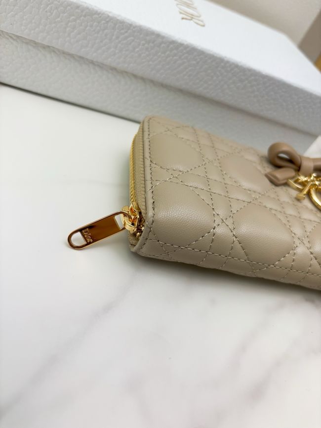 LADY DIOR LOTUS WALLET CANNAGE LAMBSKIN S2600 apricot