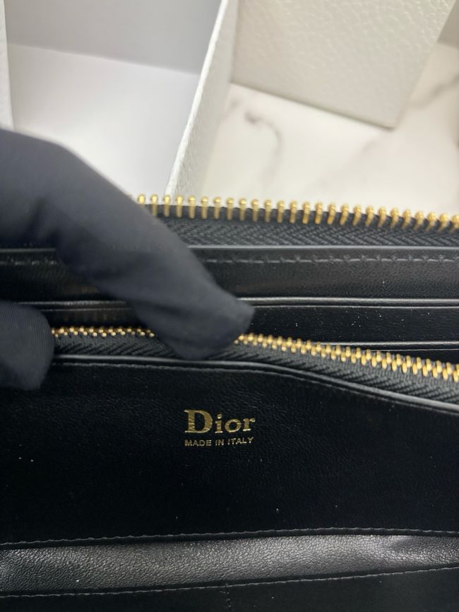LADY DIOR LOTUS WALLET CANNAGE LAMBSKIN S2600 black