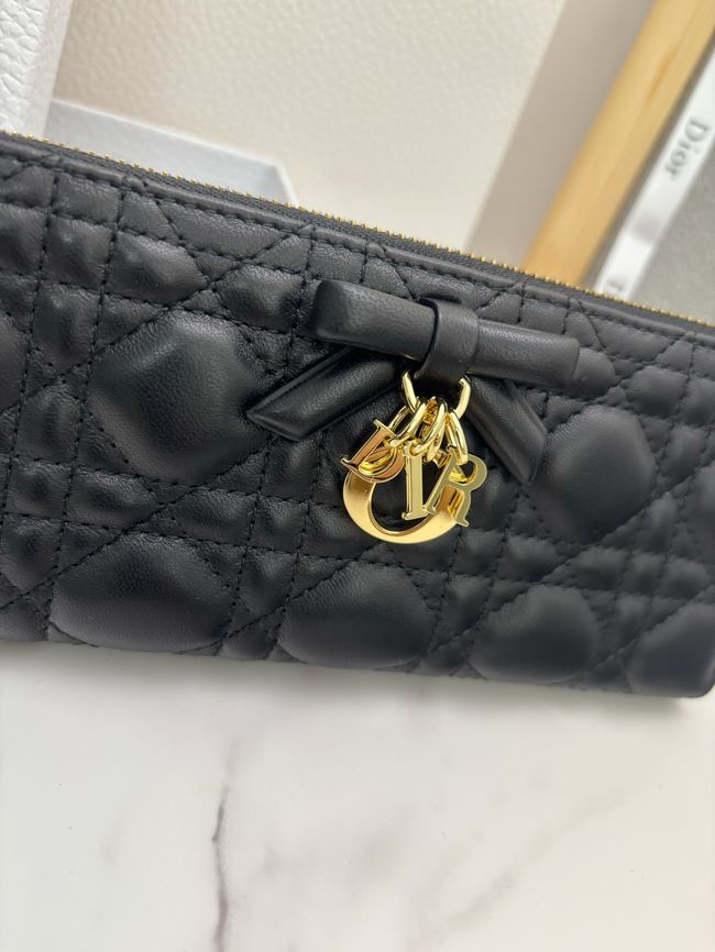 LADY DIOR LOTUS WALLET CANNAGE LAMBSKIN S2600 black