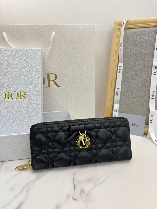 LADY DIOR LOTUS WALLET CANNAGE LAMBSKIN S2600 black