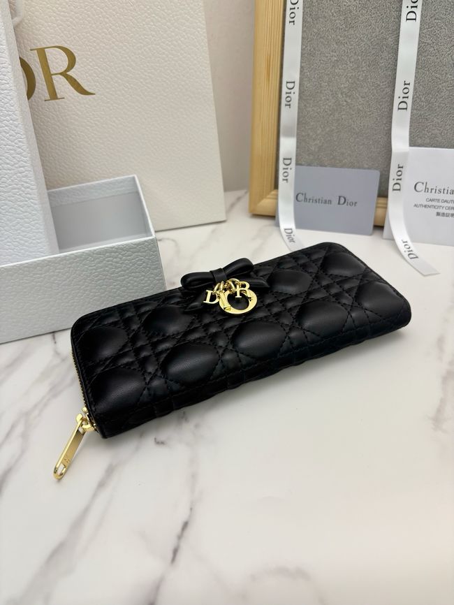 LADY DIOR LOTUS WALLET CANNAGE LAMBSKIN S2600 black