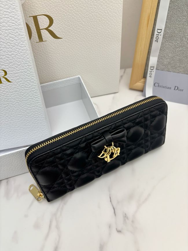 LADY DIOR LOTUS WALLET CANNAGE LAMBSKIN S2600 black