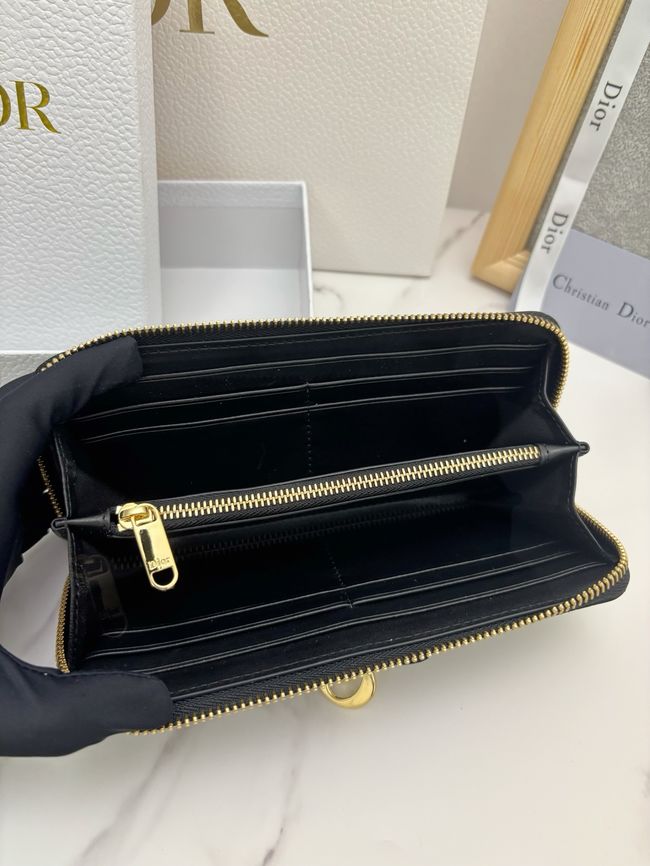 LADY DIOR LOTUS WALLET CANNAGE LAMBSKIN S2600 black