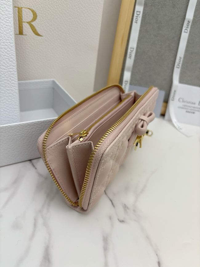 LADY DIOR LOTUS WALLET CANNAGE LAMBSKIN S2600 light pink