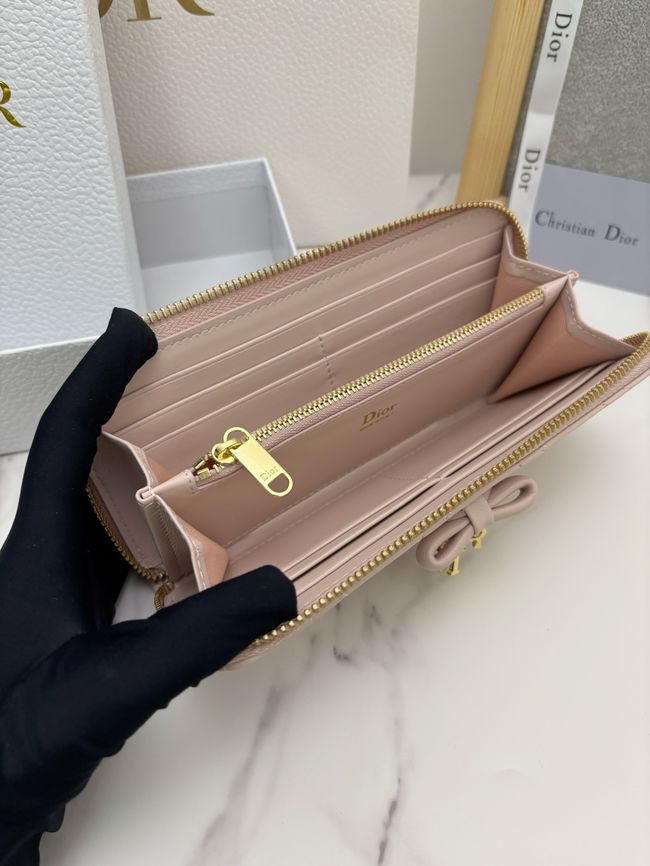 LADY DIOR LOTUS WALLET CANNAGE LAMBSKIN S2600 light pink
