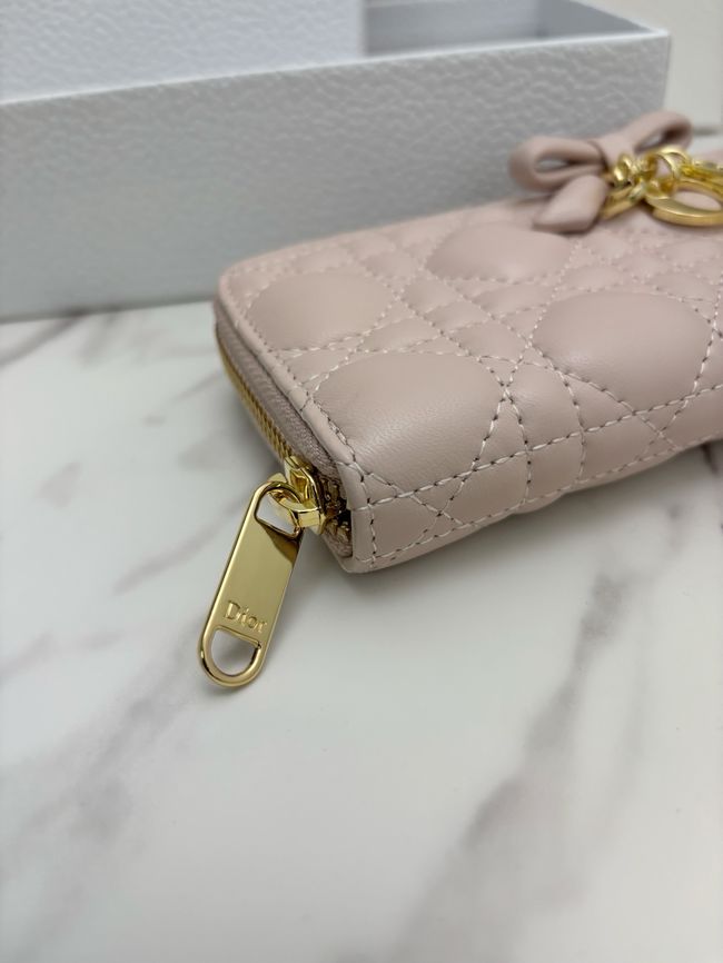 LADY DIOR LOTUS WALLET CANNAGE LAMBSKIN S2600 light pink
