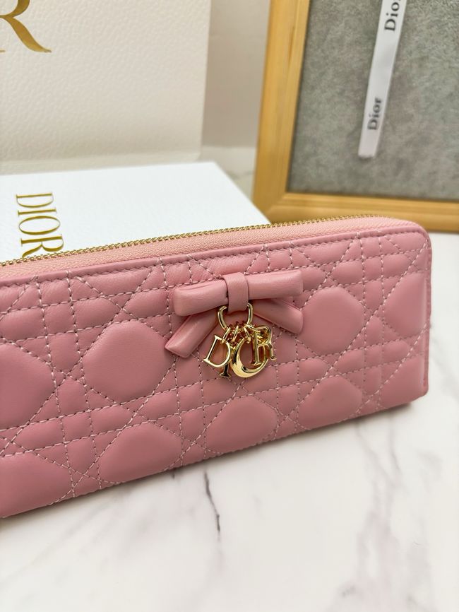 LADY DIOR LOTUS WALLET CANNAGE LAMBSKIN S2600 pink