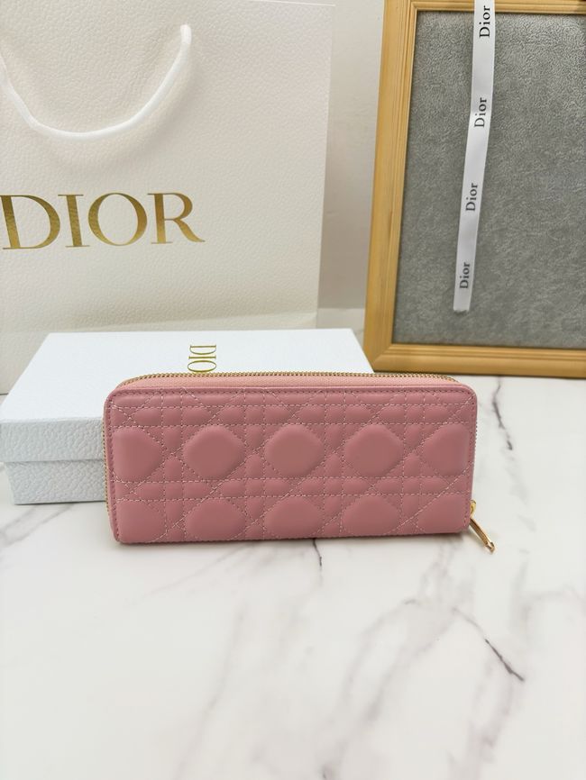 LADY DIOR LOTUS WALLET CANNAGE LAMBSKIN S2600 pink