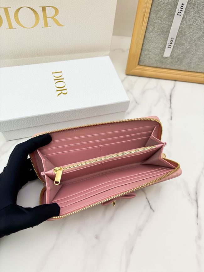 LADY DIOR LOTUS WALLET CANNAGE LAMBSKIN S2600 pink