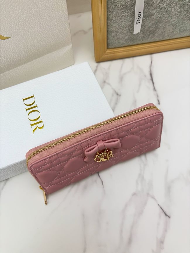 LADY DIOR LOTUS WALLET CANNAGE LAMBSKIN S2600 pink