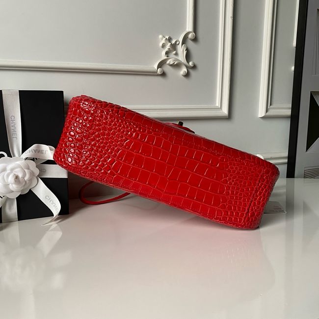 Chanel Crocodile Embossed Maxi Flap bag AS6231 red