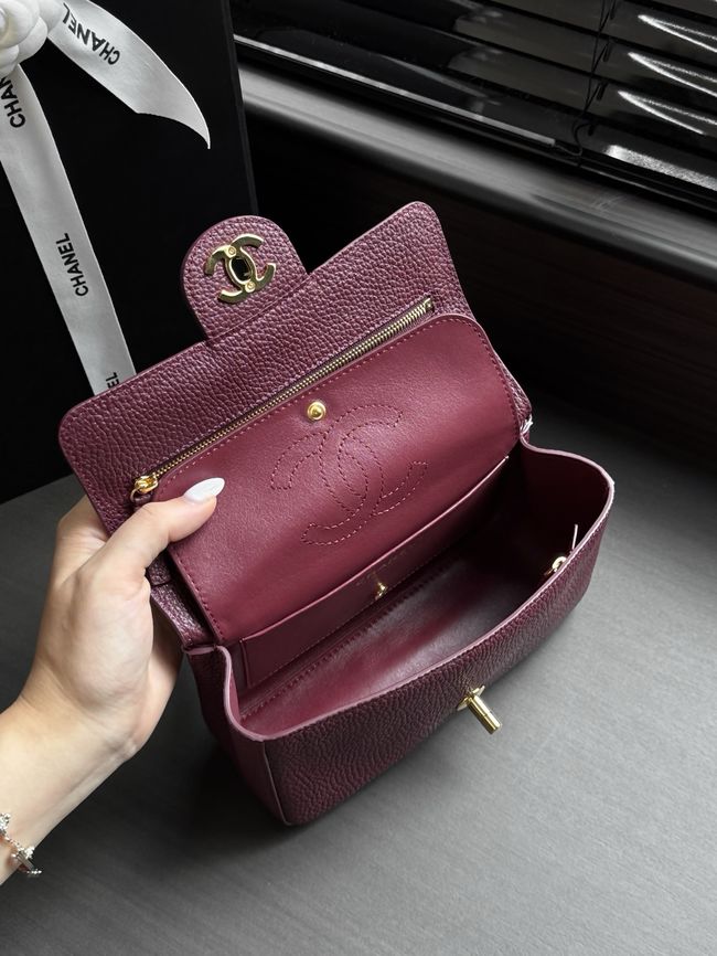Chanel Mini Flap Bag AS6573 Purple-red&gold-Tone Metal