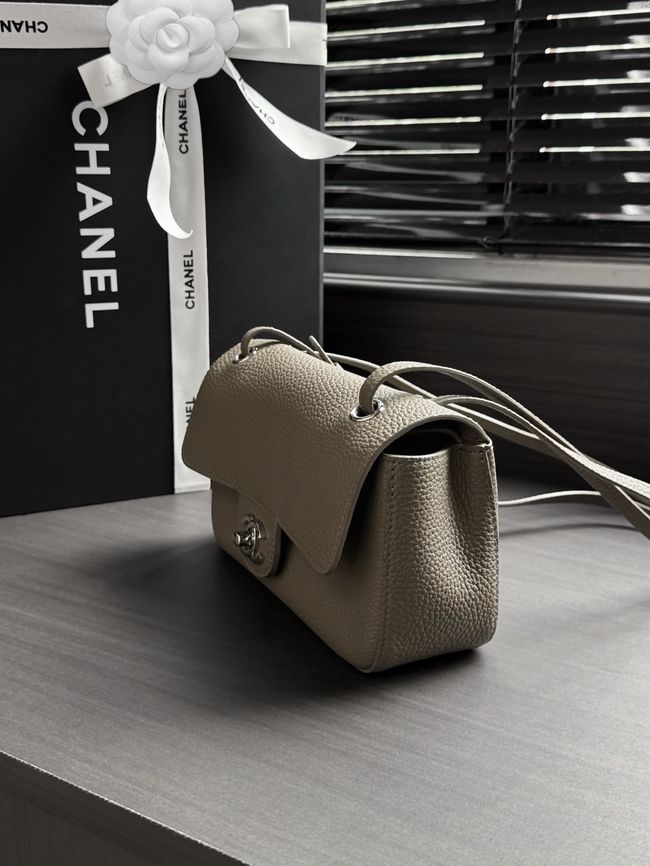 Chanel Mini Flap Bag AS6573 dark gray&Silver-Tone Metal