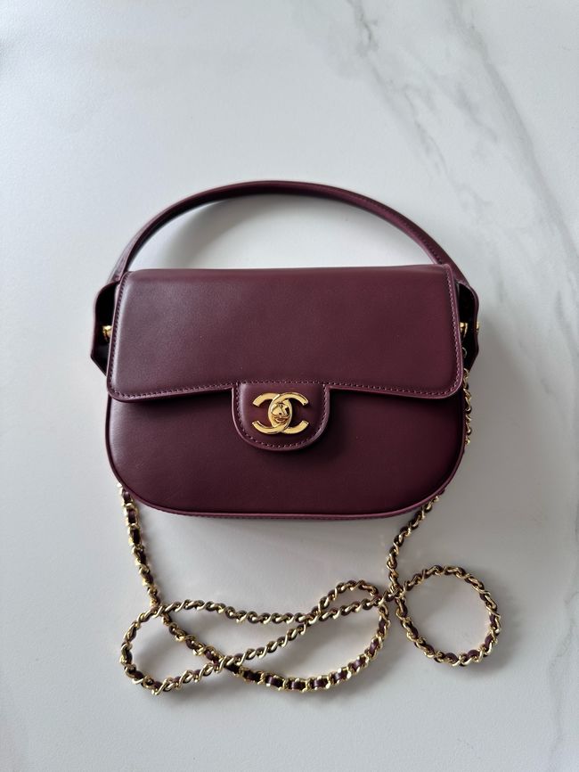 Chanel Mini Flap Bag with Top Handle AS6424 Dark Burgundy
