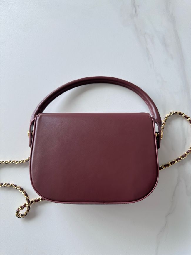 Chanel Mini Flap Bag with Top Handle AS6424 Dark Burgundy