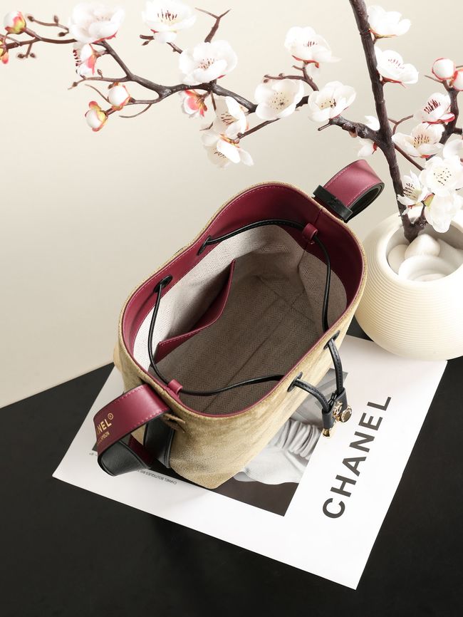 Chanel Suede Calfskin Bucket Bag AS6537 dark Beige Chanel Suede Calfskin Bucket Bag AS6537 dark Beige