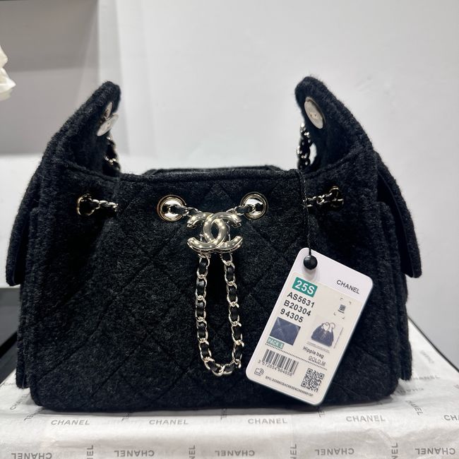 CHANEL 25 Mini Handbag Felt  AS5631 black