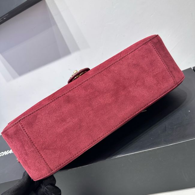 CHANEL Maxi Flap bag Suede Calfskin AS6231 Burgundy