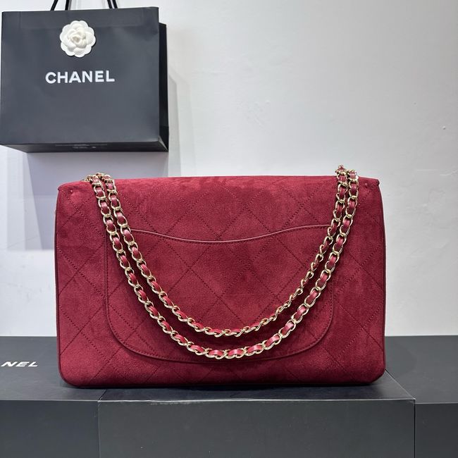 CHANEL Maxi Flapbag Suede Calfskin AS6233 Burgundy