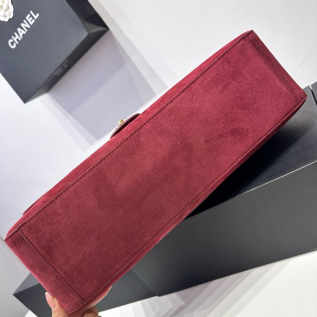 CHANEL Maxi Flapbag Suede Calfskin AS6233 Burgundy