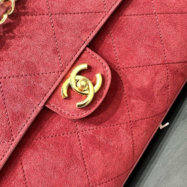 CHANEL Maxi Flapbag Suede Calfskin AS6233 Burgundy