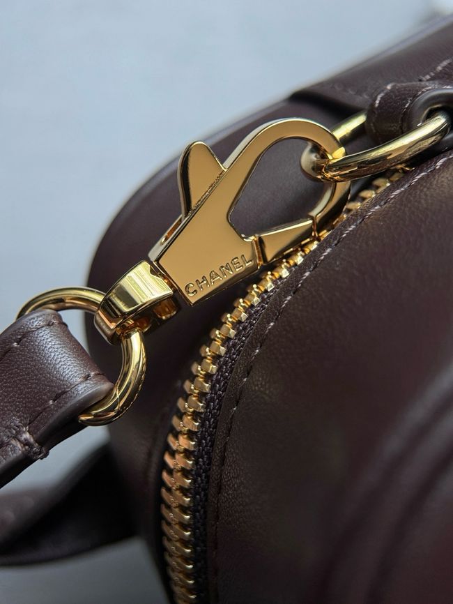 Chanel Clutch with Leather Strap AP5528 dark Coffee