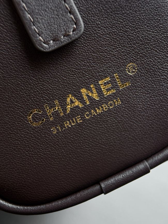Chanel Clutch with Leather Strap AP5528 dark Coffee