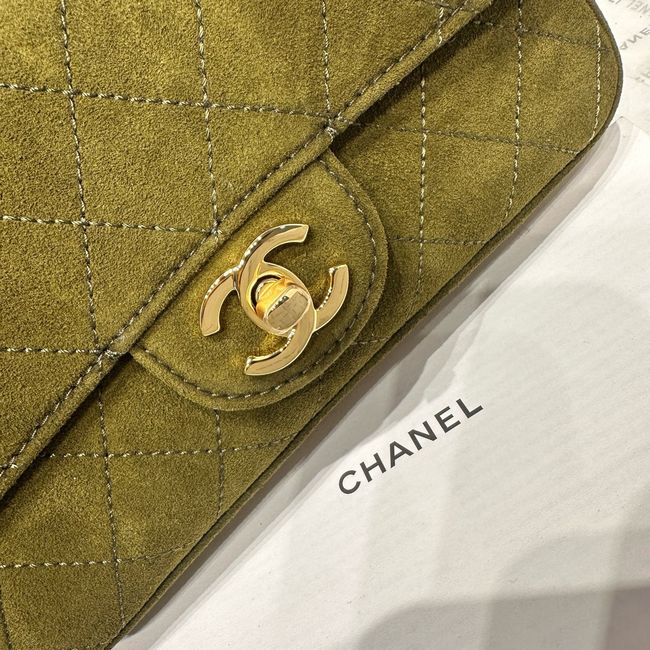 Chanel Mini Flap Bag Suede Calfskin AS6573 Khaki