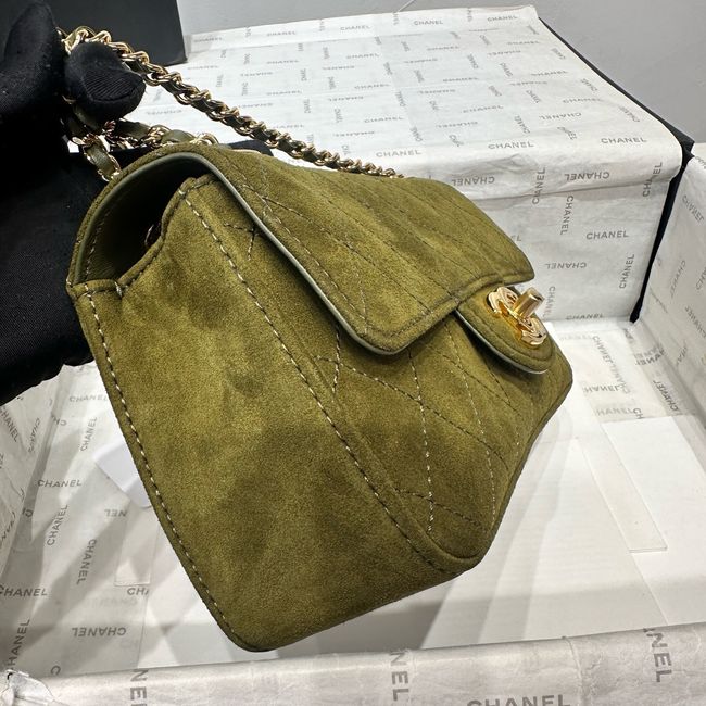 Chanel Mini Flap Bag Suede Calfskin AS6573 Khaki