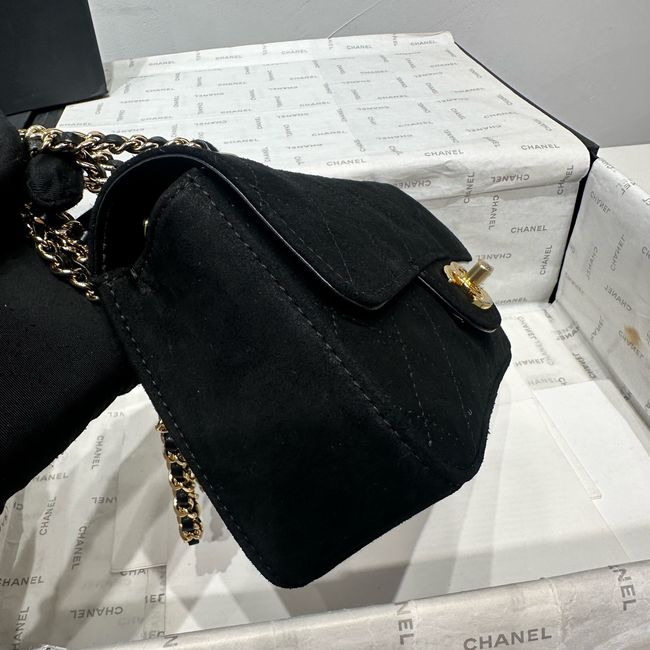 Chanel Mini Flap Bag Suede Calfskin AS6573 black