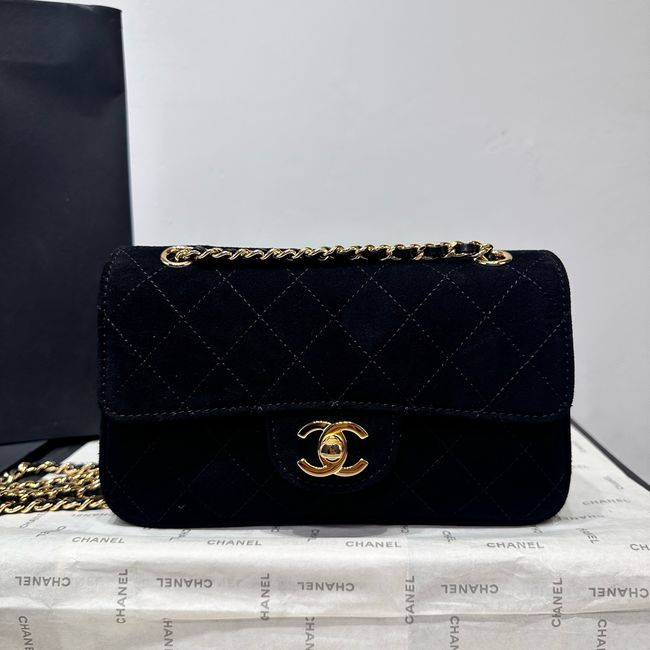 Chanel Mini Flap Bag Suede Calfskin AS6573 black