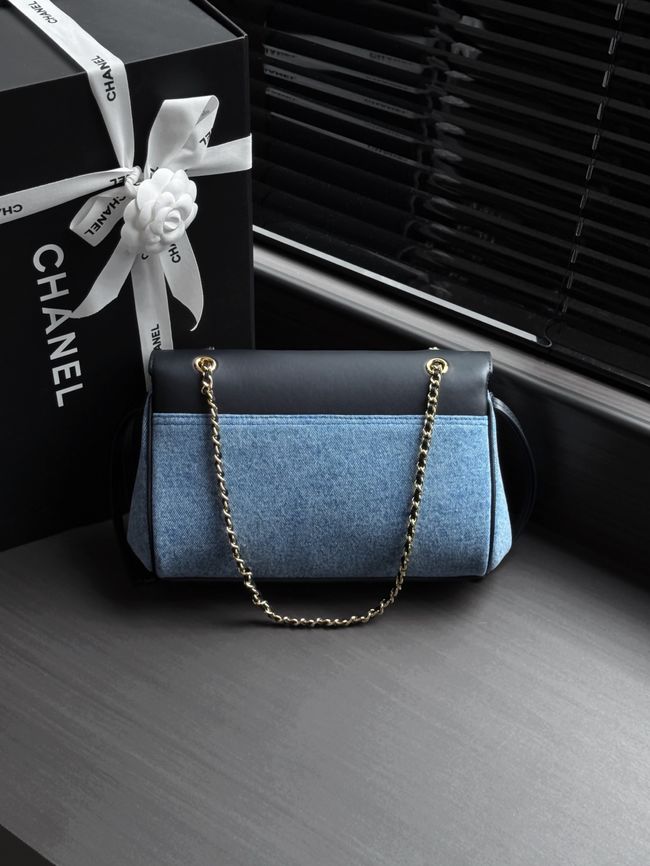 Chanel Small Shoulder Bag AS6427 black&denim blue