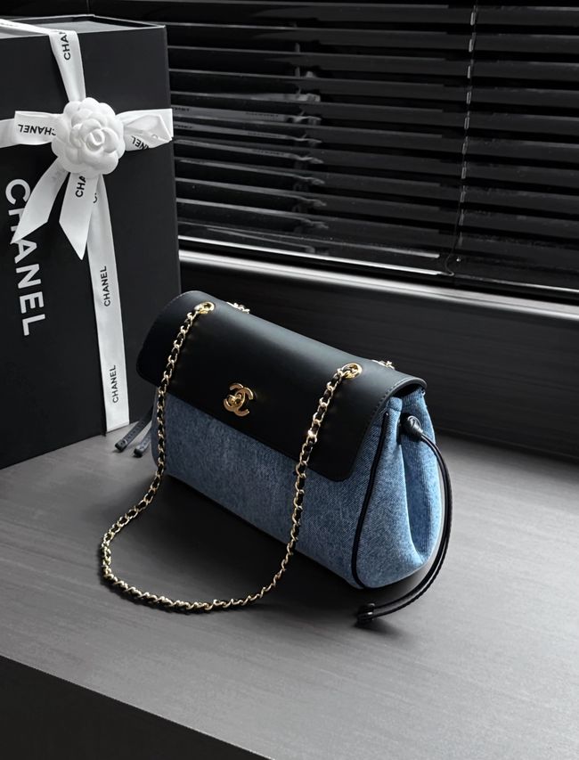 Chanel Small Shoulder Bag AS6427 black&denim blue