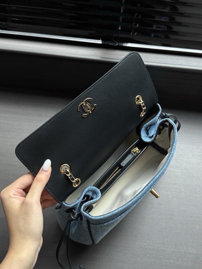 Chanel Small Shoulder Bag AS6427 black&denim blue
