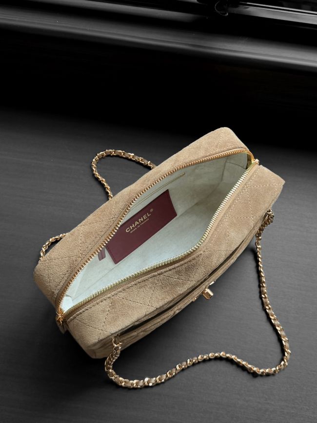 Chanel Suede Calfskin Camera Case AS6443 Dark Beige