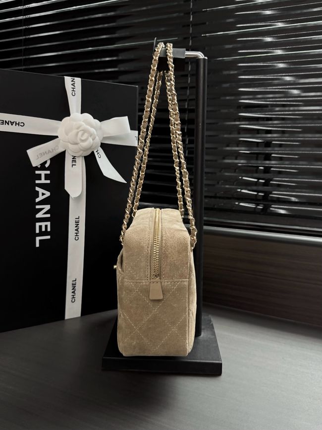Chanel Suede Calfskin Camera Case AS6443 Dark Beige