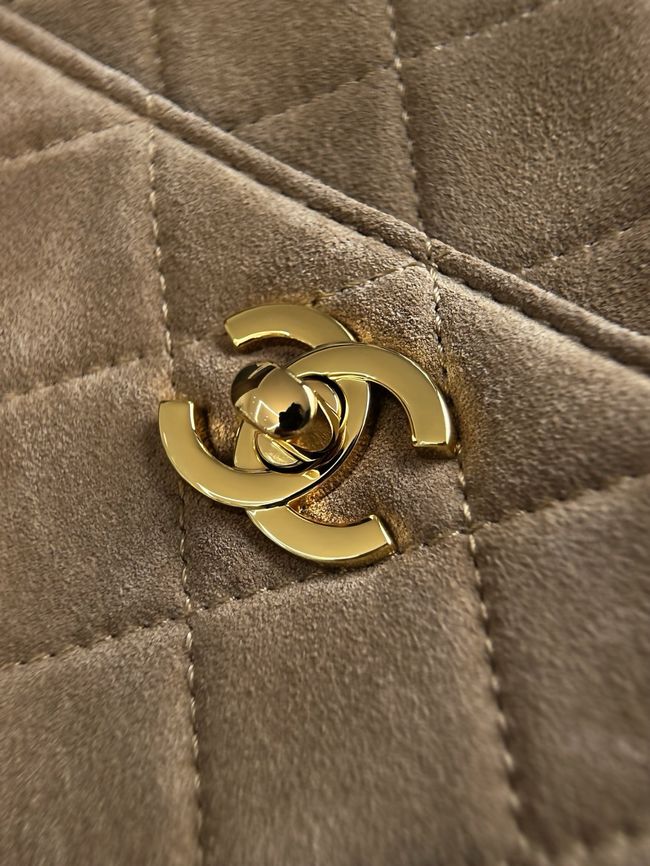 Chanel Suede Calfskin Camera Case AS6443 Dark Beige