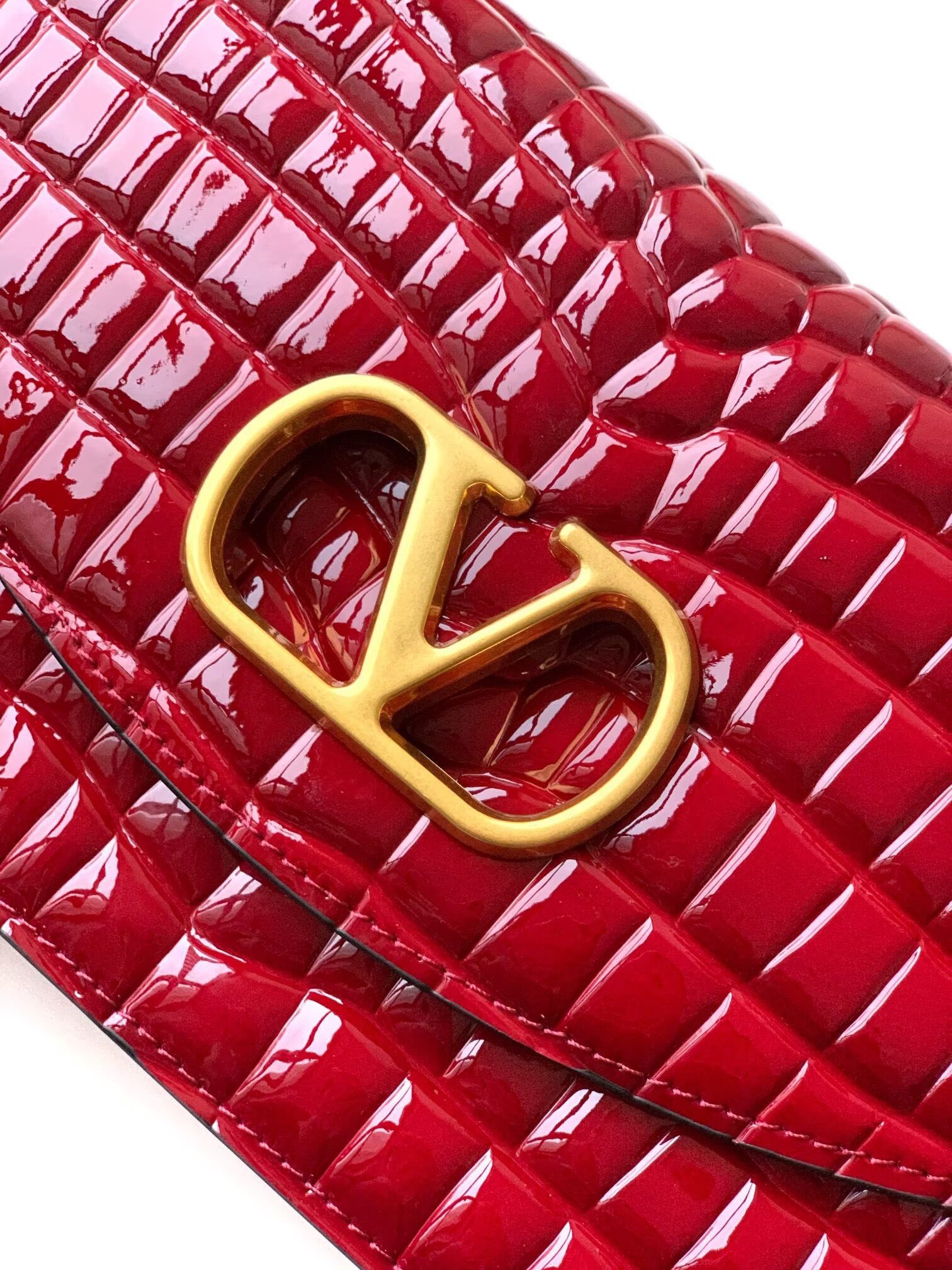 VALENTINO GARAVANI VAIN Original Leather Crocodile Embossed V50230 Burgundy