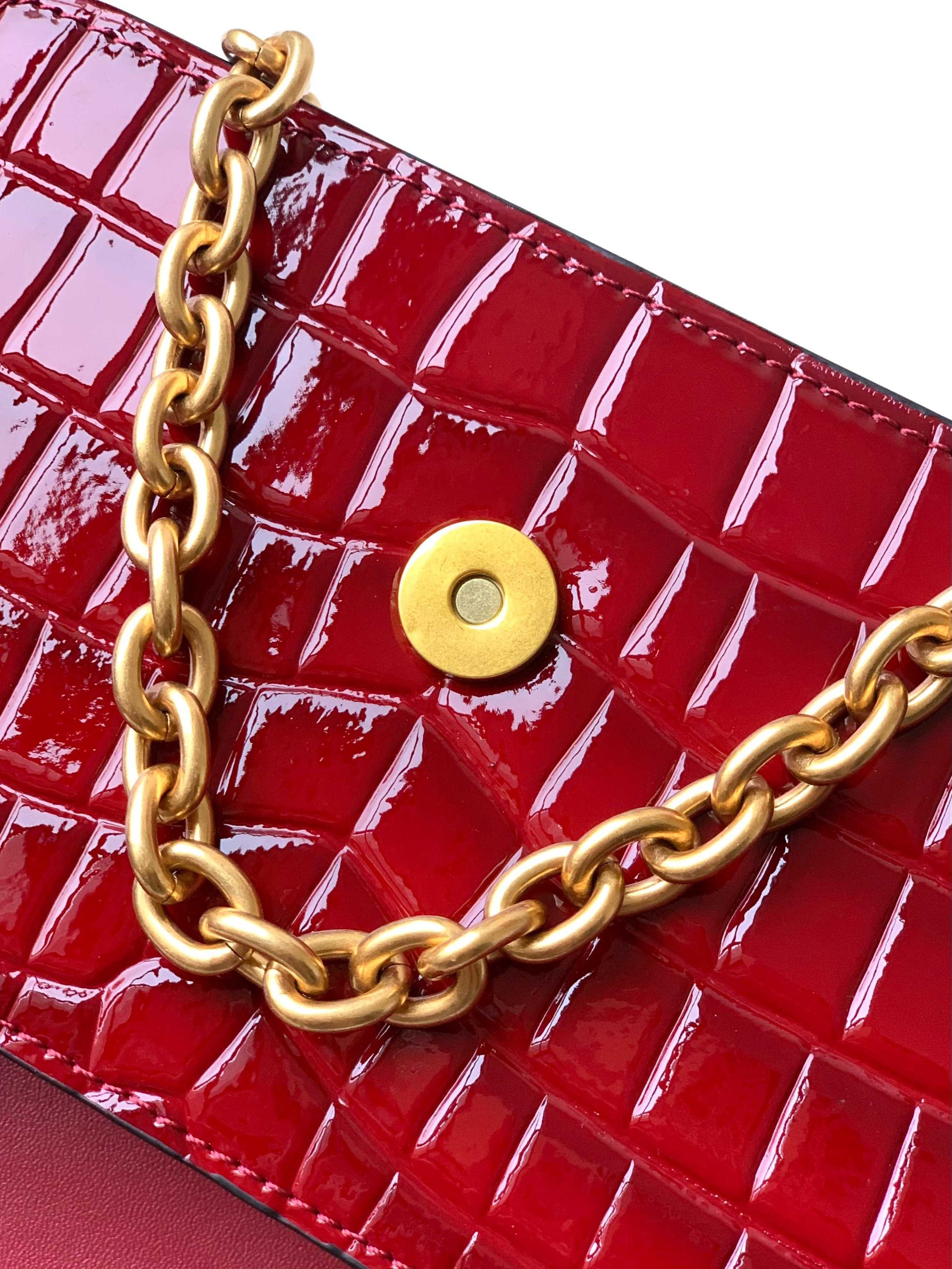 VALENTINO GARAVANI VAIN Original Leather Crocodile Embossed V50231 Burgundy