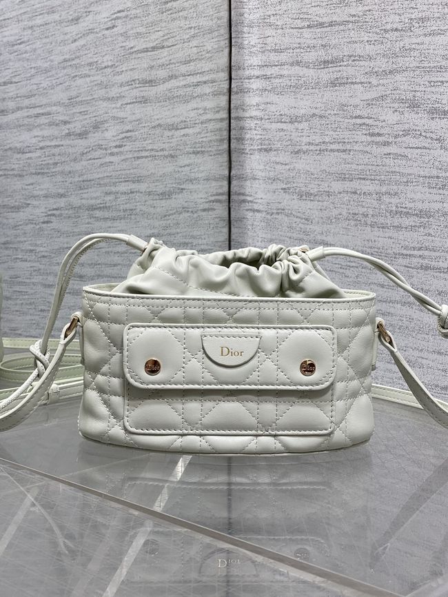 Dior Adiorable Mini Bucket Bag Cannage Lambskin S2426 Cream
