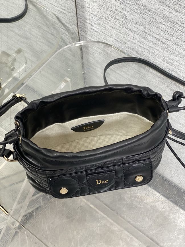 Dior Adiorable Mini Bucket Bag Cannage Lambskin S2426 black
