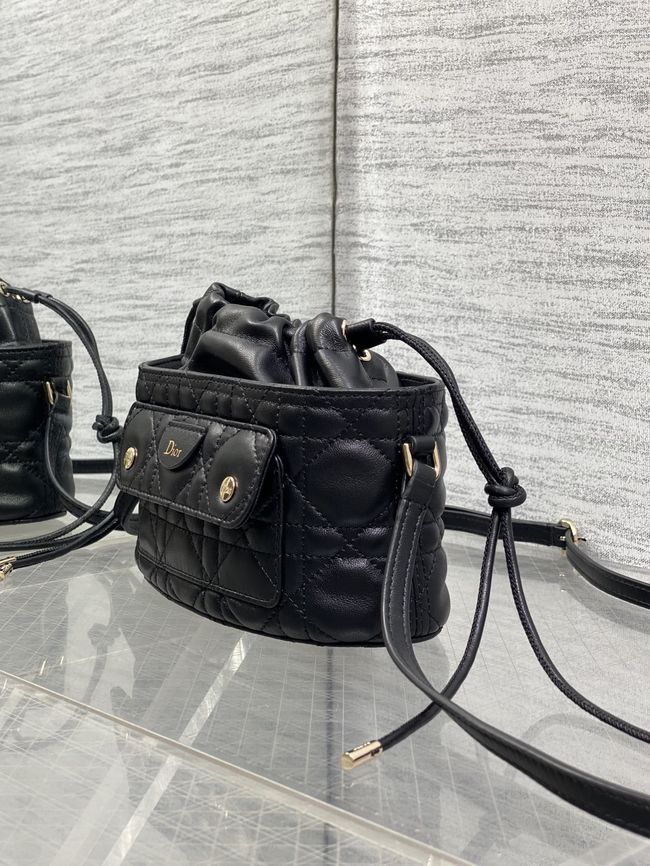 Dior Adiorable Mini Bucket Bag Cannage Lambskin S2426 black
