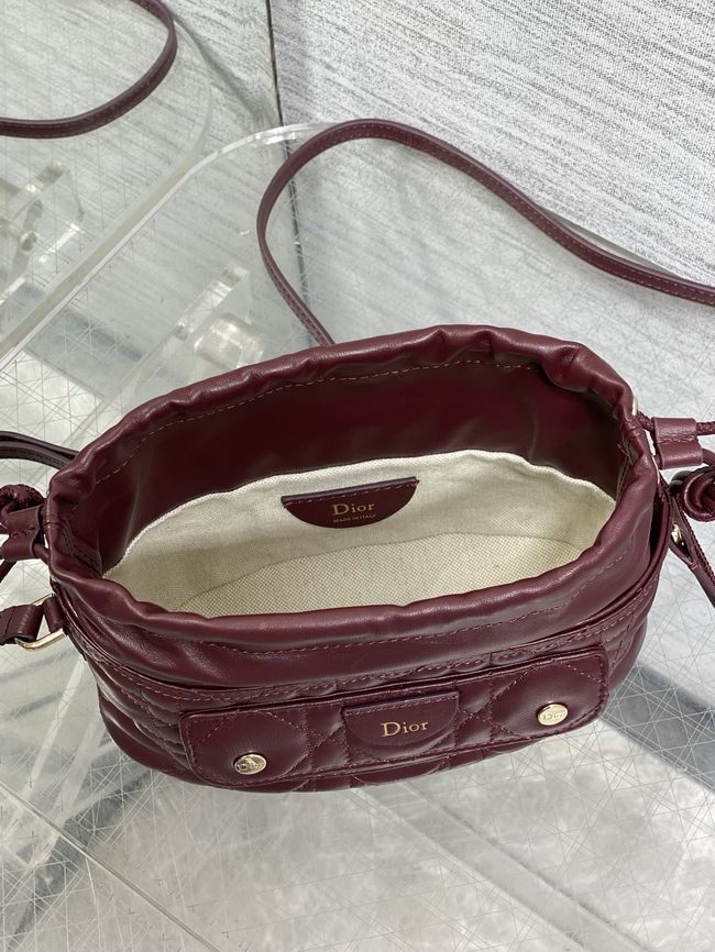 Dior Adiorable Mini Bucket Bag Cannage Lambskin S2426 burgundy