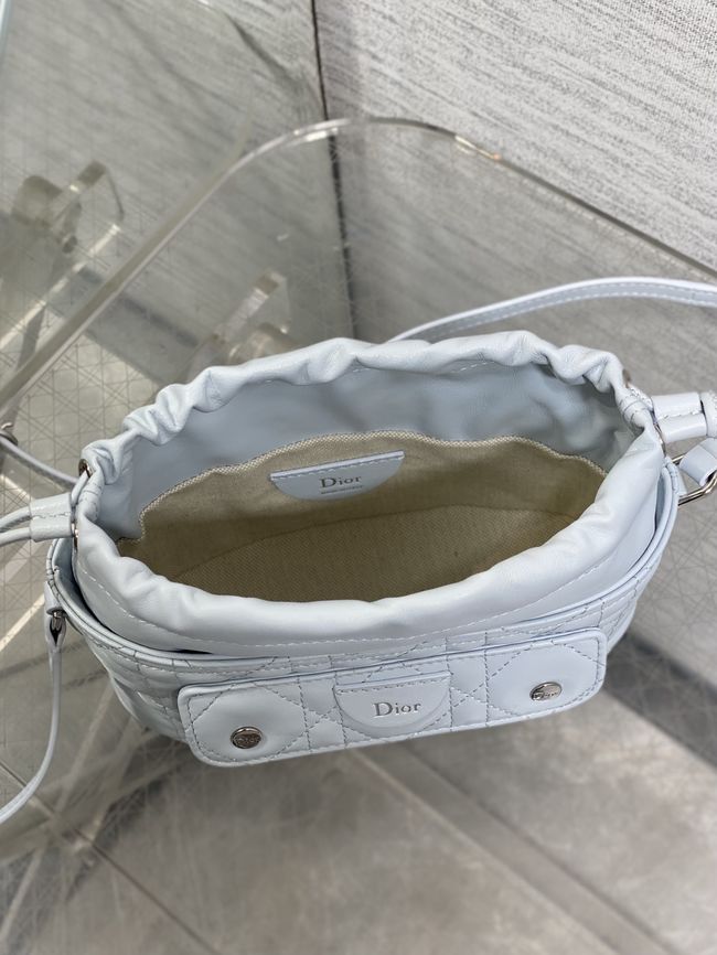 Dior Adiorable Mini Bucket Bag Cannage Lambskin S2426 ice blue