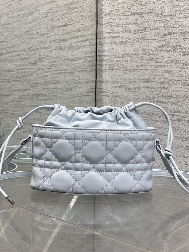 Dior Adiorable Mini Bucket Bag Cannage Lambskin S2426 ice blue