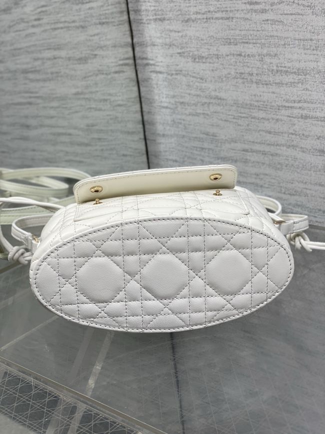 Dior Adiorable Mini Bucket Bag Cannage Lambskin S2426 white