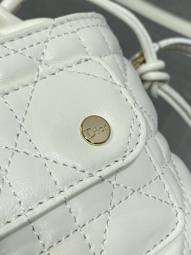 Dior Adiorable Mini Bucket Bag Cannage Lambskin S2426 white